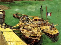 Barges on the Rhone River by Vincent van Gogh