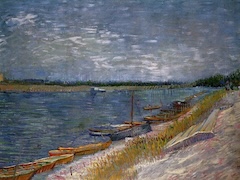 Moored Boats by Vincent van Gogh
