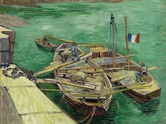 Quay with Men Unloading Sand Barges by Vincent van Gogh