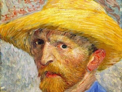 Self Portrait with Straw Hat by Vincent van Gogh