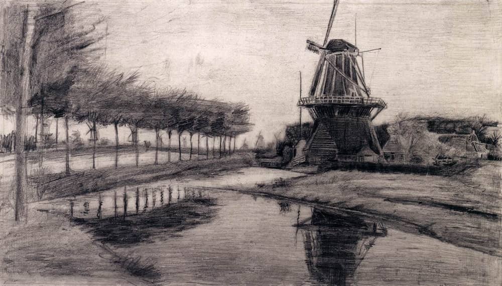 The Oranjeboom Windmill, Dordrecht by Vincent vw我·an Gogh