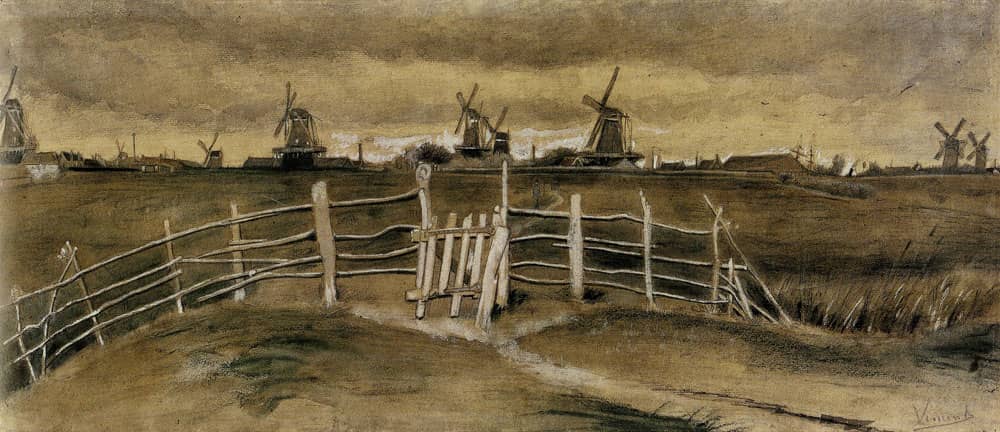 Windmills at Dordrecht - by Vincent van Gogh