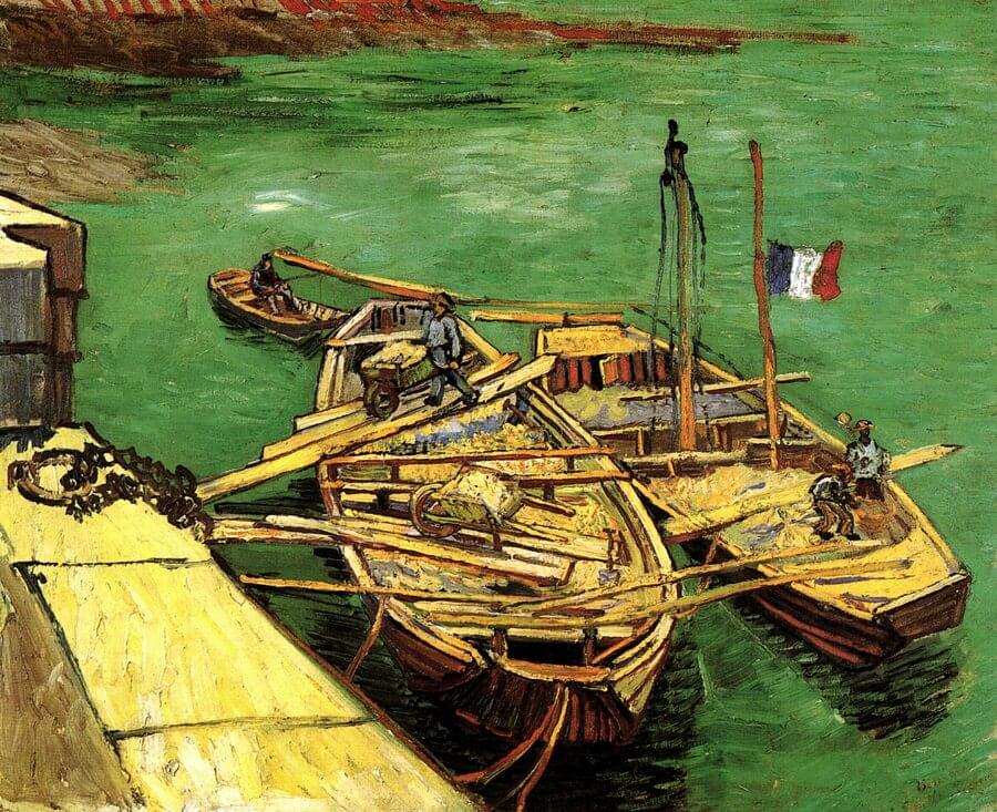 Barges on the Rhone River, 1888 by Vincent Van Gogh