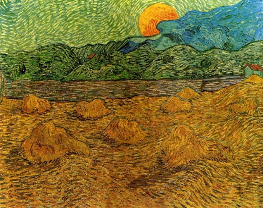 Evening Landscape with Rising Moon, 1889 by Vincent Van Gogh