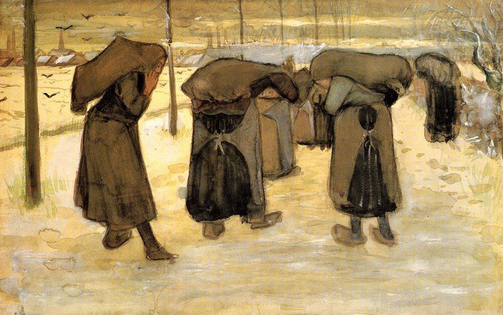 Miners' Wives Carrying Sacks of Coal, 1882 by Vincent Van Gogh