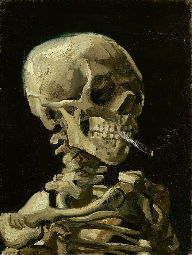 Skull of a Skeleton with Burning Cigarette, 1885 by Vincent Van Gogh