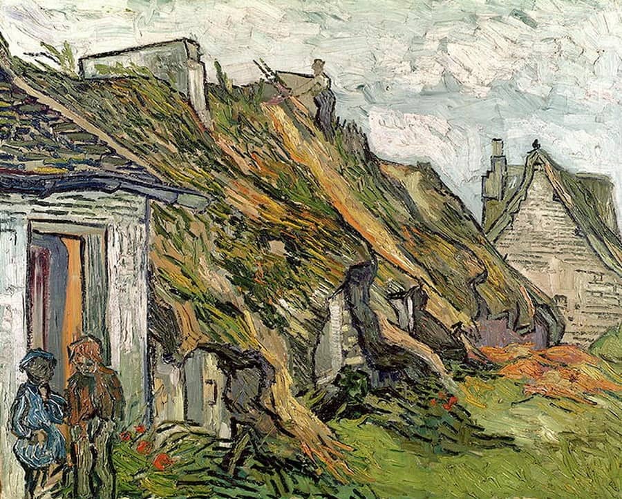 Thatched Cottages in Chaponval, 1890 by Vincent van Gogh