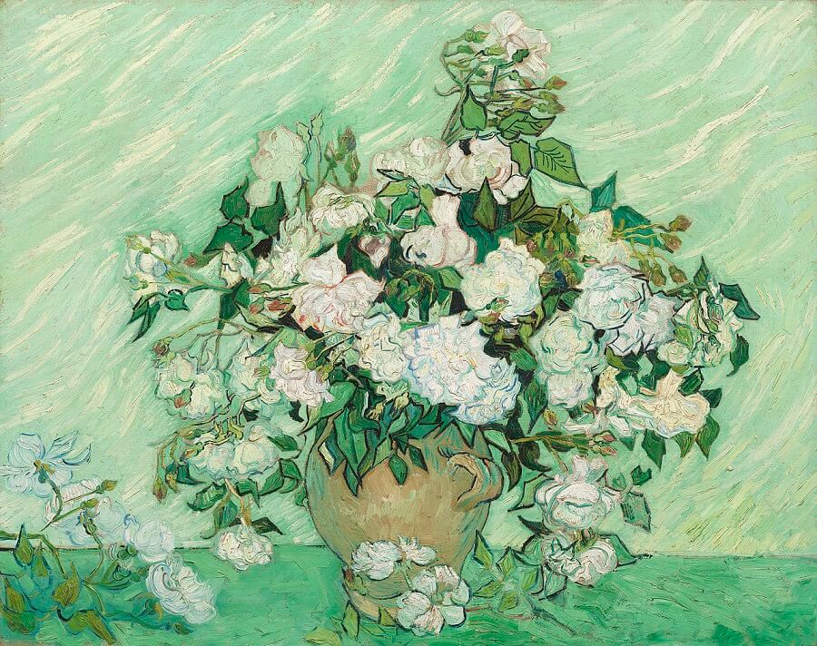 Vase with Pink Roses, 1890 by Vincent Van Gogh
