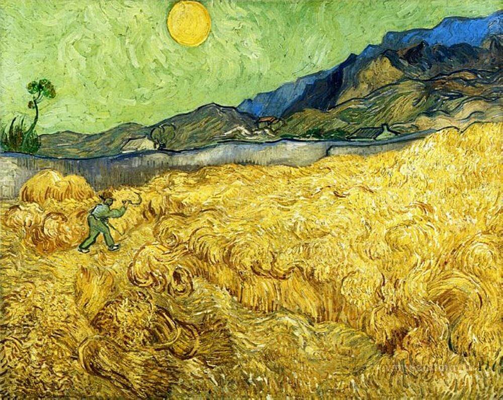 Wheat Field with a Reaper, 1889 by Vincent van Gogh