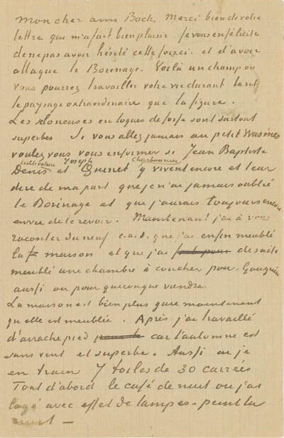 Letter of The Red Vineyard, 1888 by Vincent Van Gogh